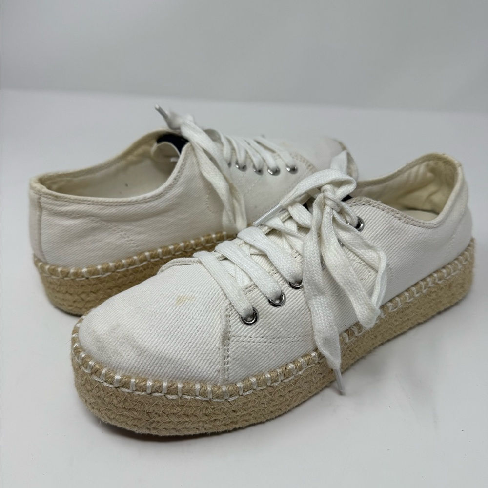 Tretorn Women’s Eve Lace Up Platform Espadrille size 6 White Canvas Sneakers